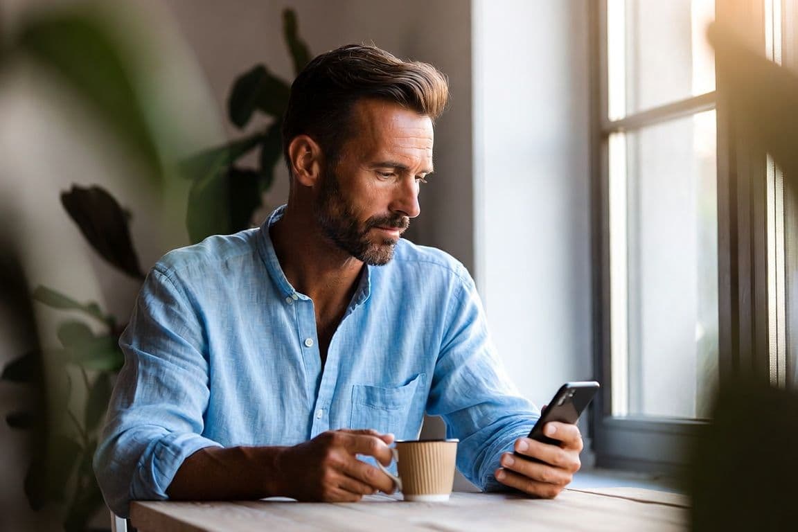 Homme de 40 ans réfléchissant chez lui pour choisir entre un urologue andrologue et un sexologue Homme de 40 ans réfléchissant chez lui pour choisir entre un urologue andrologue et un sexologue