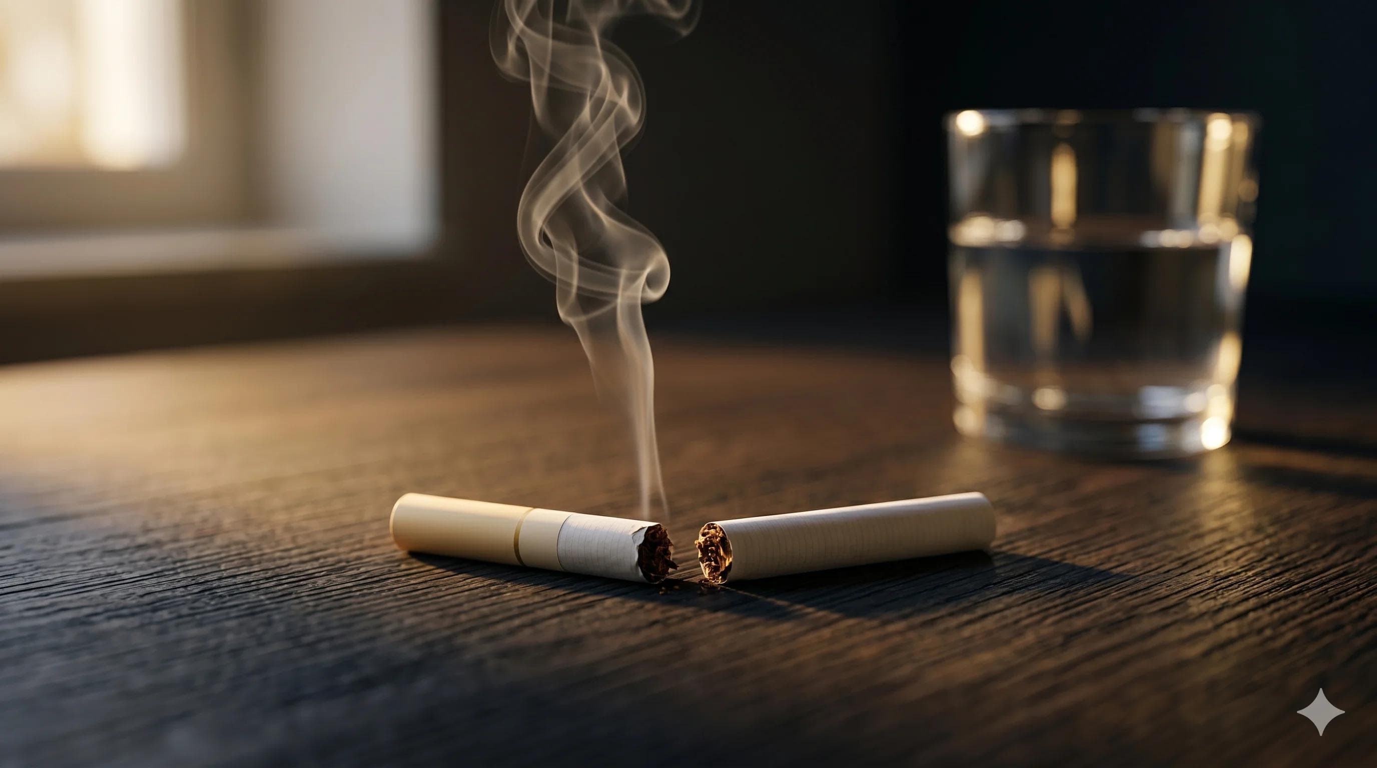 Cigarette écrasée et symbole vasculaire illustrant l'impact du tabac sur les artères et la fonction érectile Cigarette écrasée et symbole vasculaire illustrant l'impact du tabac sur les artères et la fonction érectile